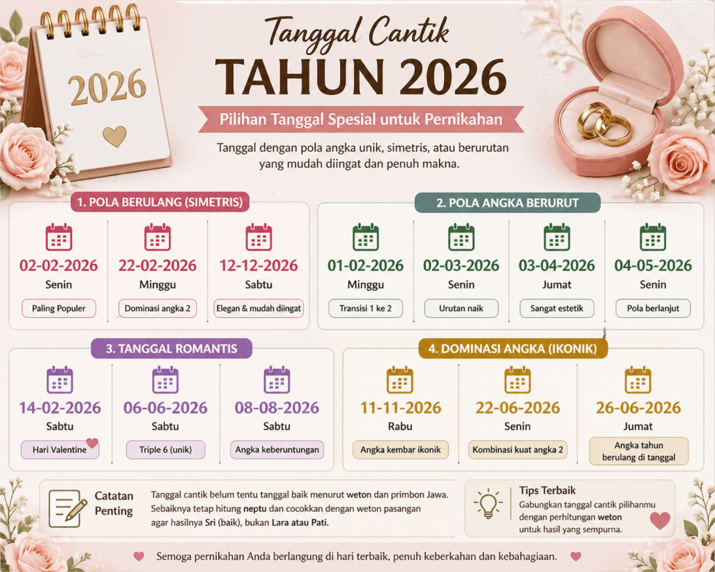 tanggal cantik menikah 2026 dalam kalender jawa dan weton lengkap