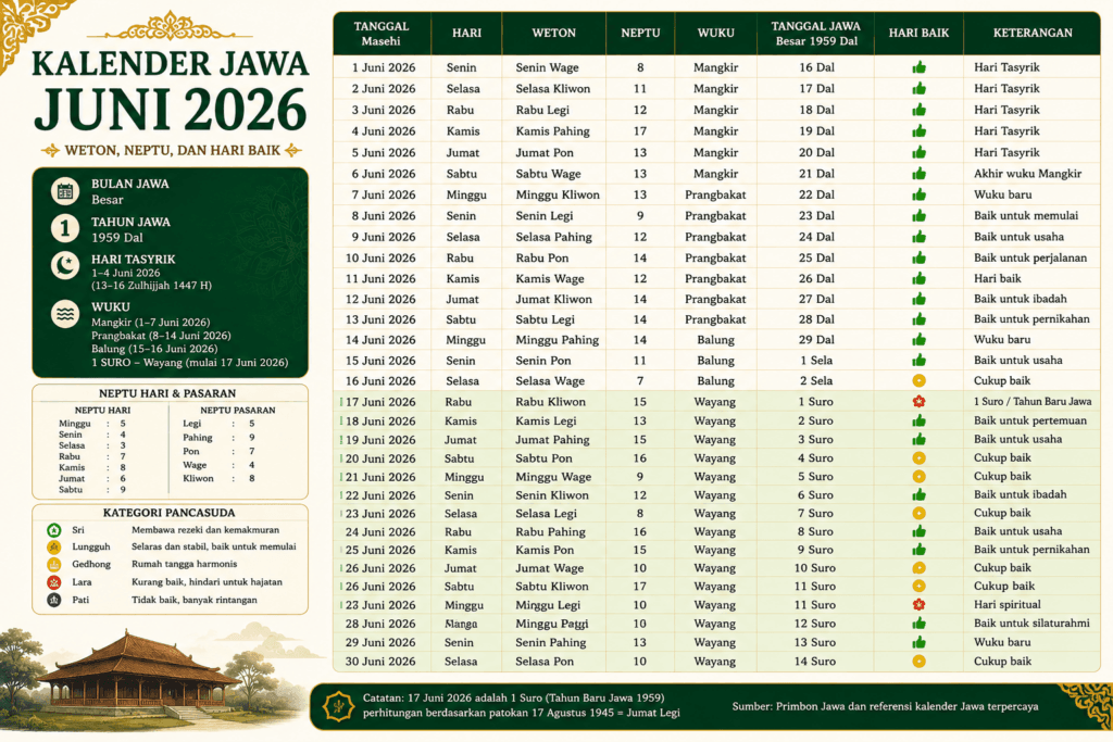 Kalender Jawa Juni 2026