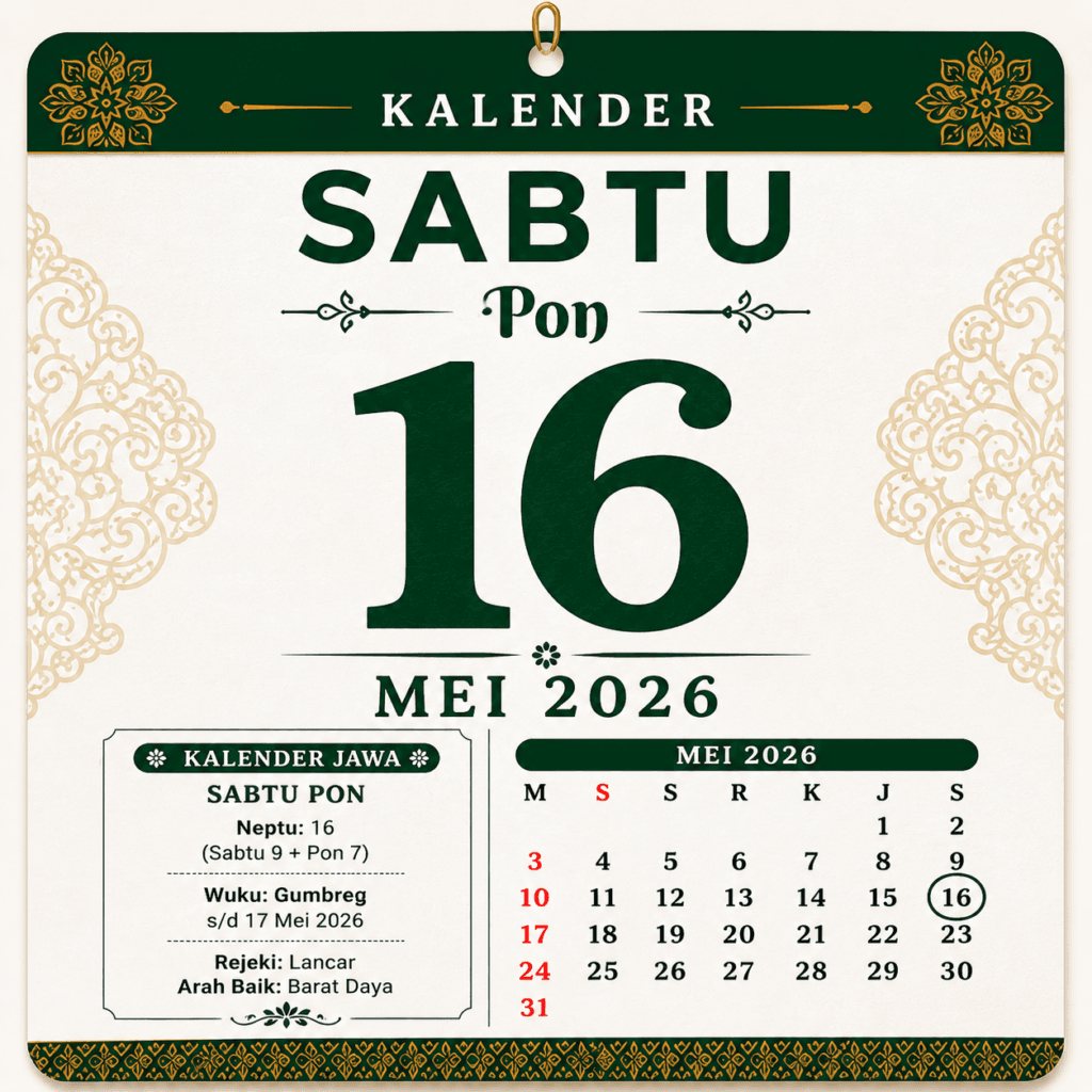 Tanggalan Jawa Hari Ini 16 Mei 2026