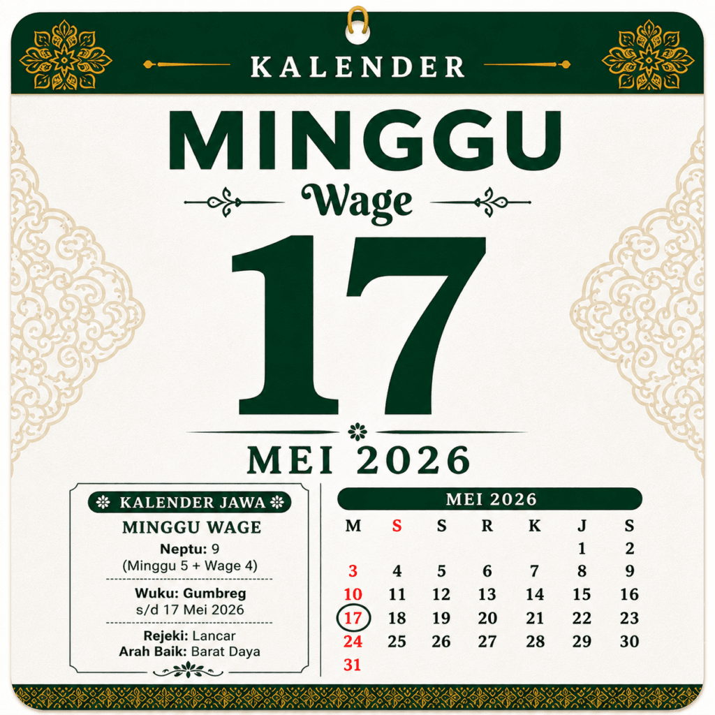 Tanggalan Jawa Hari Ini 17 Mei 2026