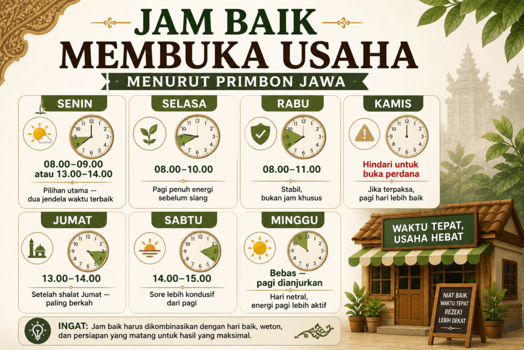 jam baik membuka usaha menurut primbon jawa