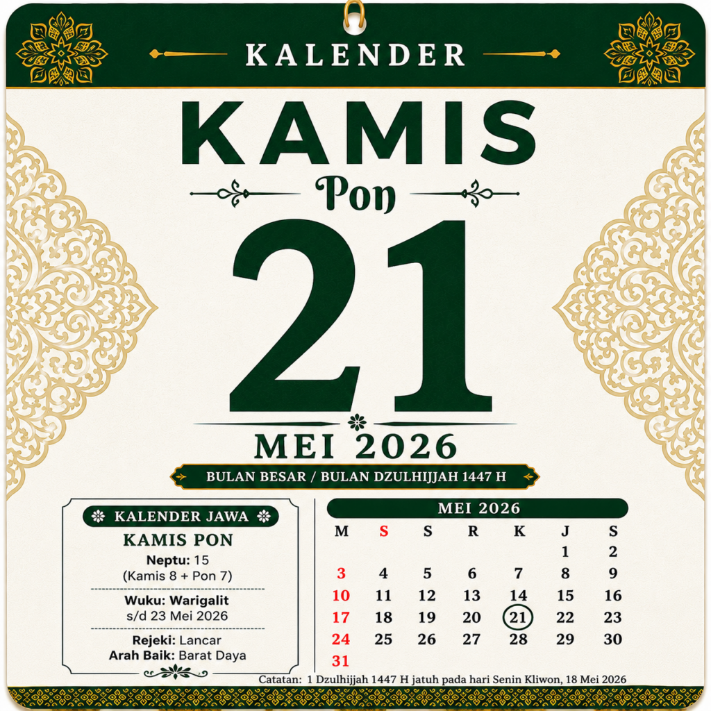 tanggalan jawa hari ini 21 mei 2026