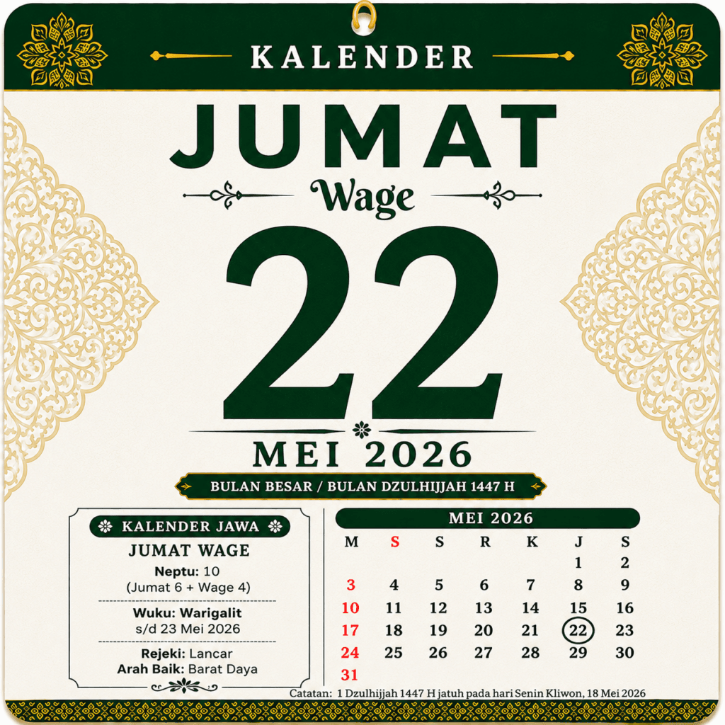 tanggalan jawa hari ini 22 mei 2026