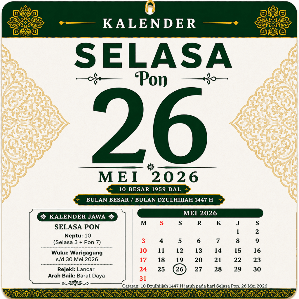 tanggalan jawa hari ini 26 mei 2026