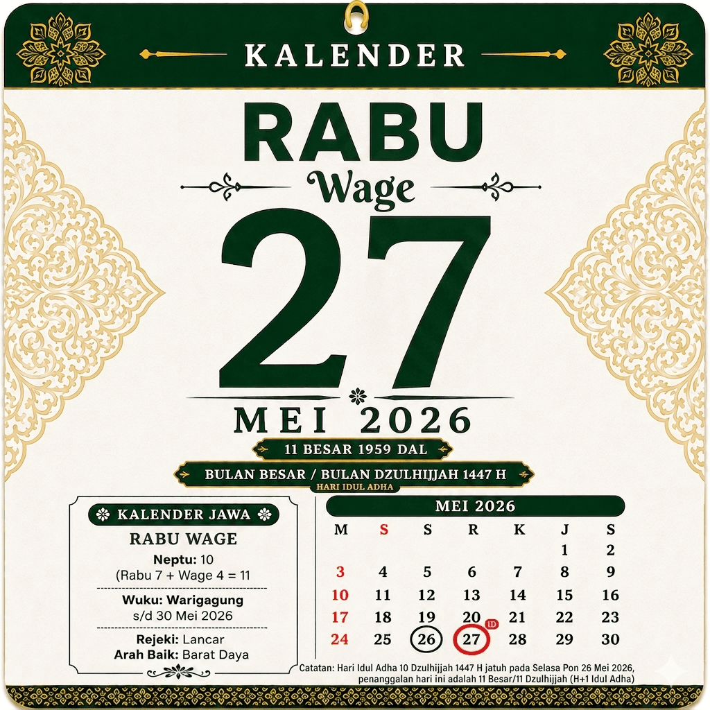 tanggalan jawa hari ini 27 mei 2026