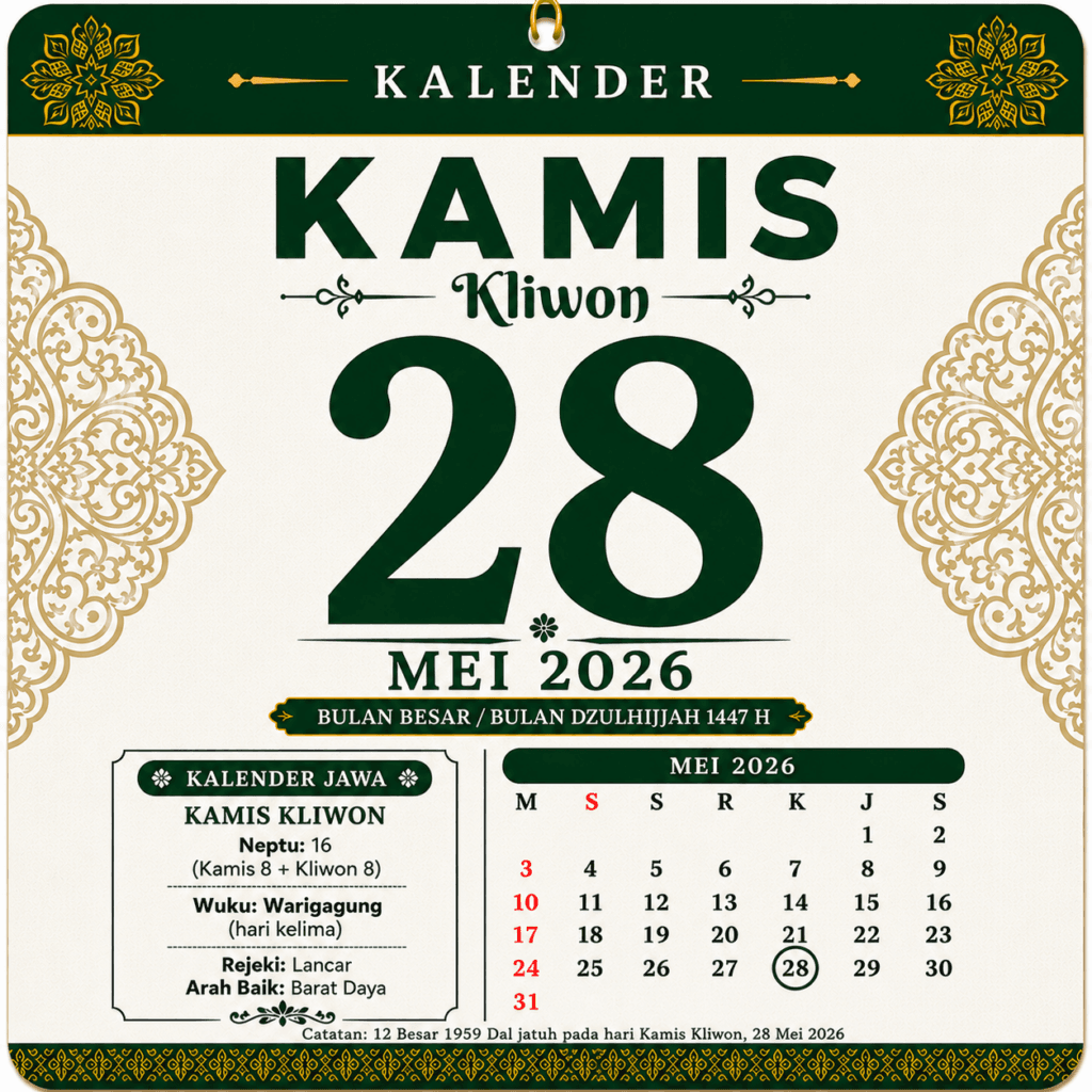 tanggalan jawa hari ini 28 mei 2026