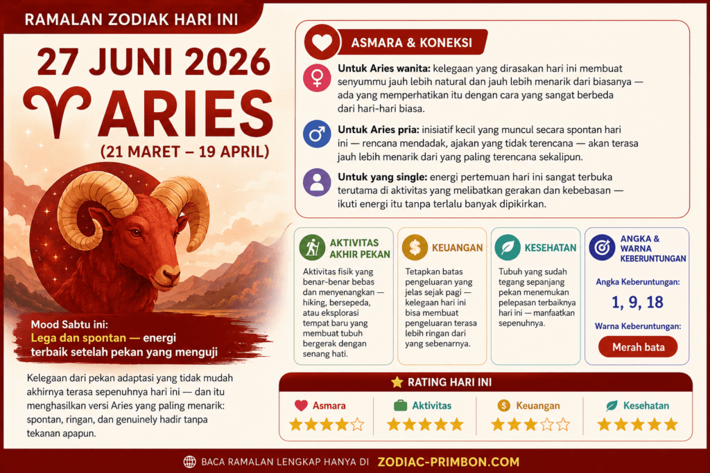 Ramalan Zodiak Hari Ini 27 Juni 2026, Aries