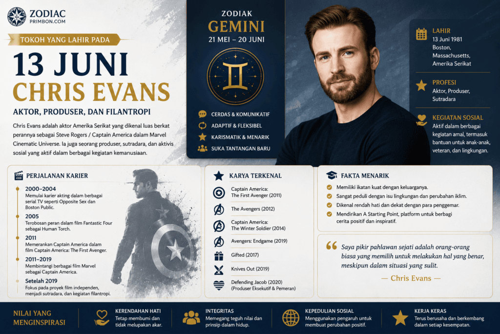 Tokoh yang Lahir pada 13 Juni Chris Evans