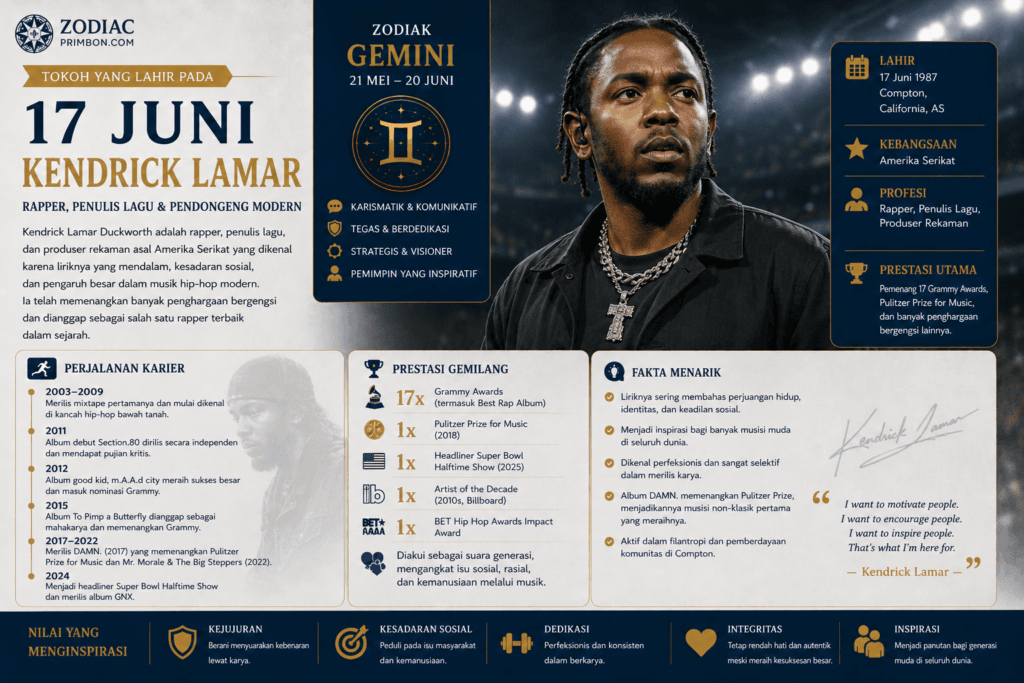 Tokoh yang Lahir pada 17 Juni Kendrick Lamar