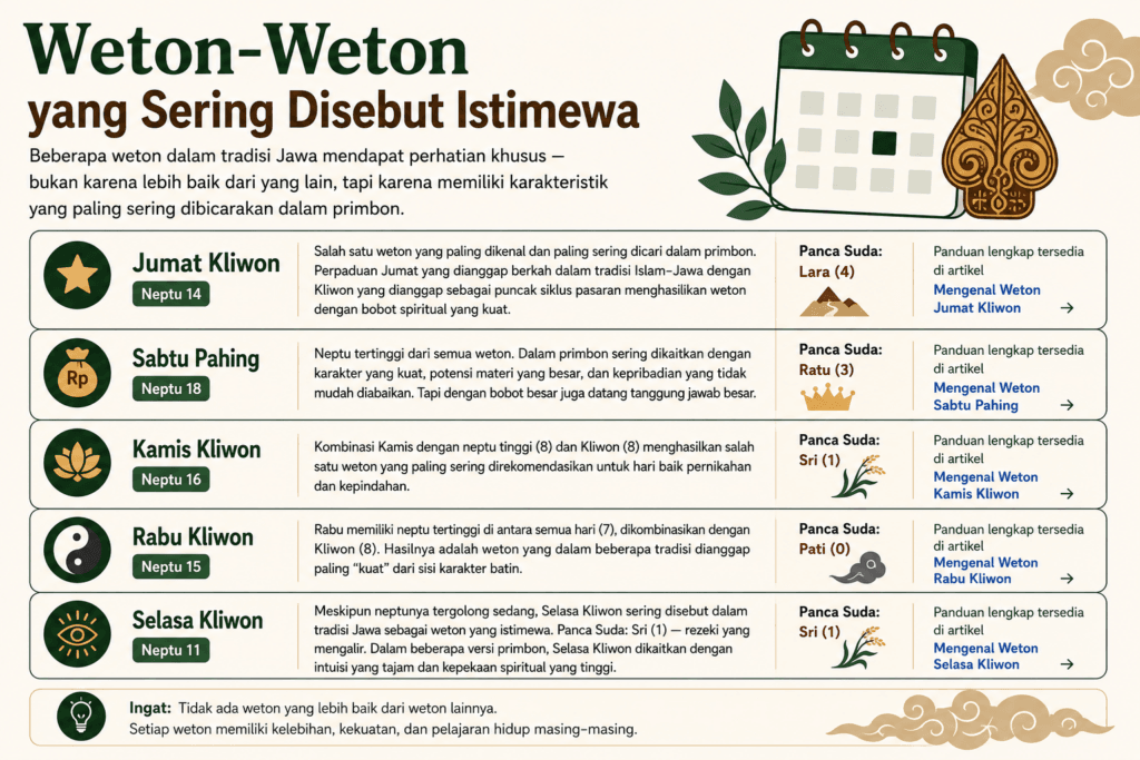 Weton-Weton yang Sering Disebut Istimewa