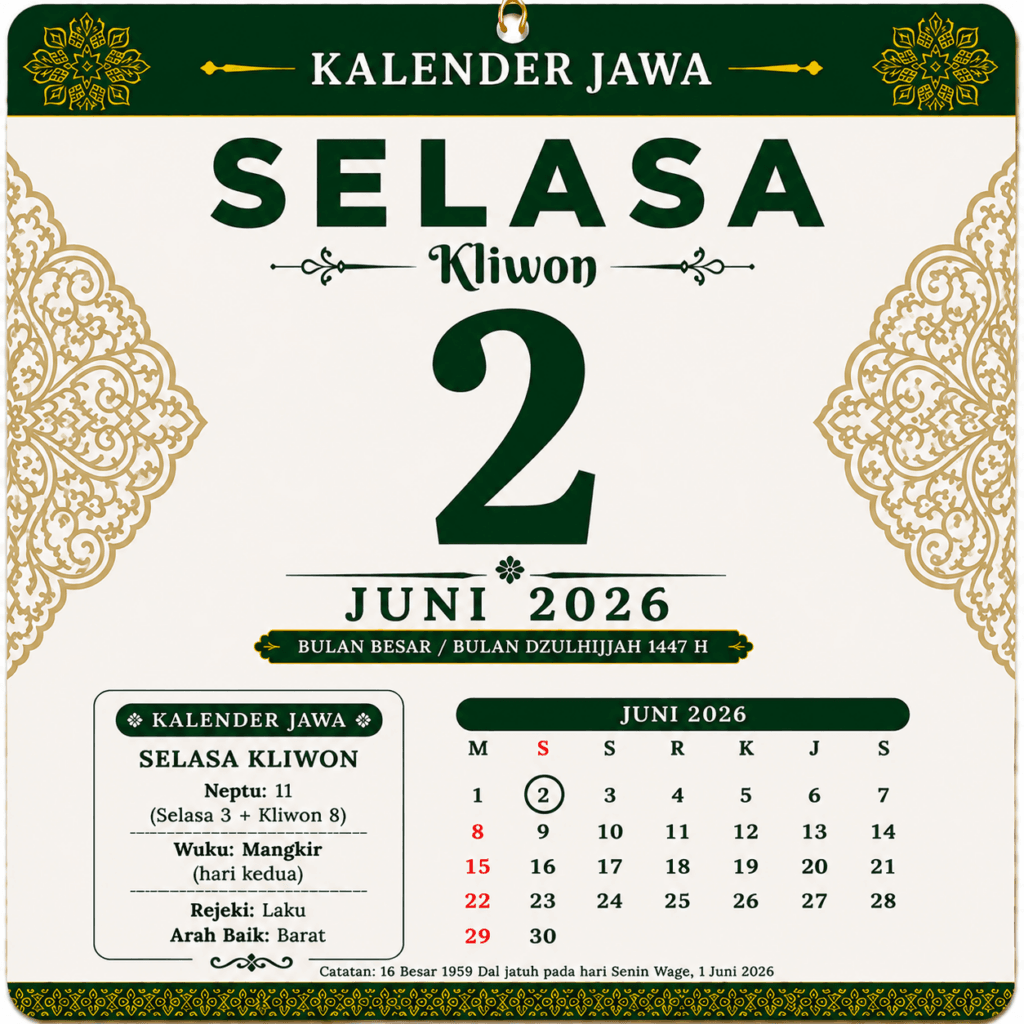 tanggalan jawa hari ini 2 juni 2026