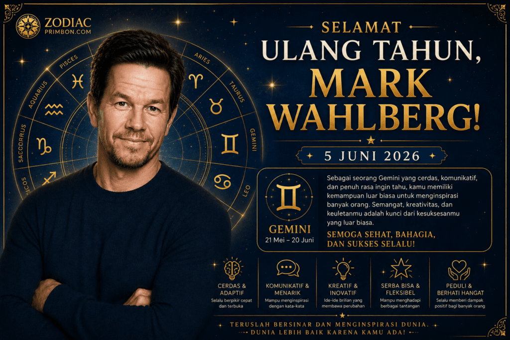 zodiak hari ini 5 Juni 2026 Mark Wahlberg