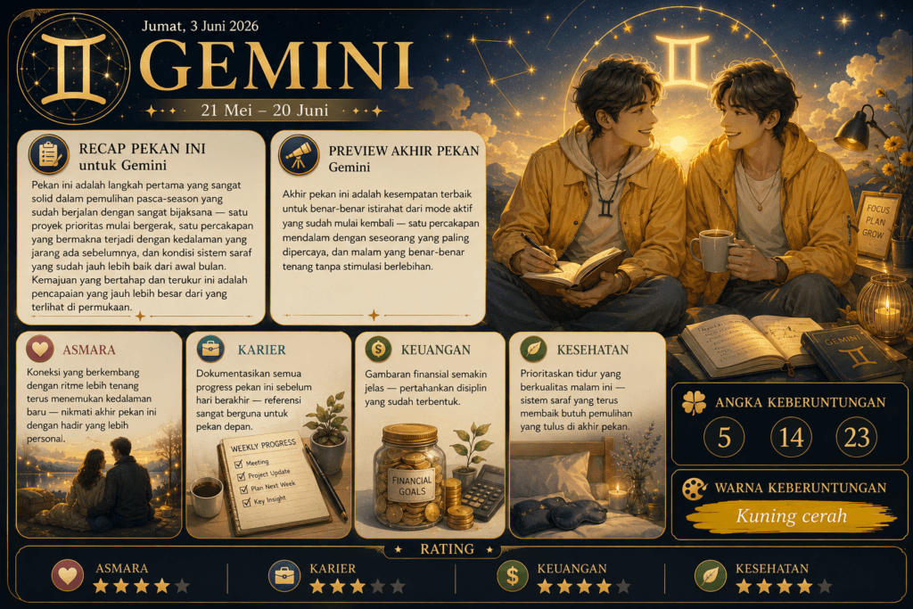 zodiak gemini hari ini jumat 3 juni 2026