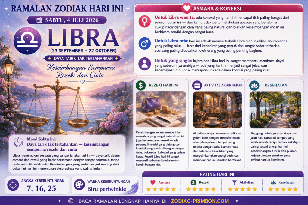 zodiak libra hari ini 4 Juli 2026