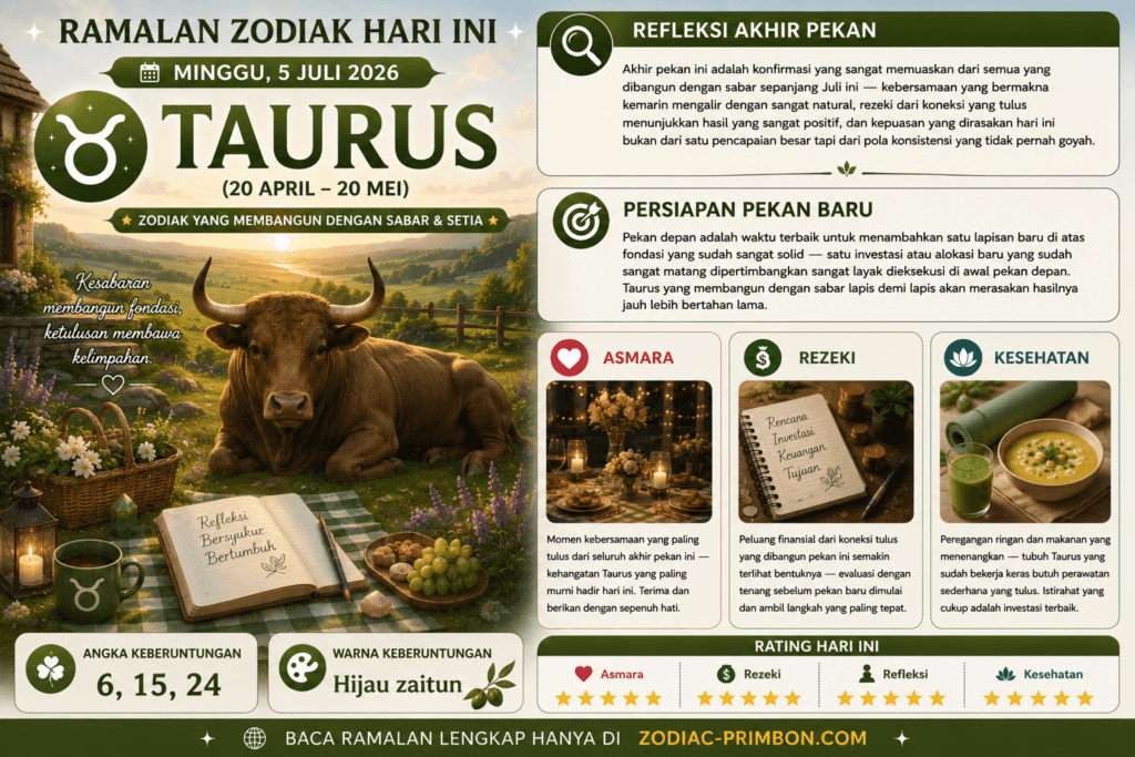 zodiak taurus hari ini 5 Juli 2026